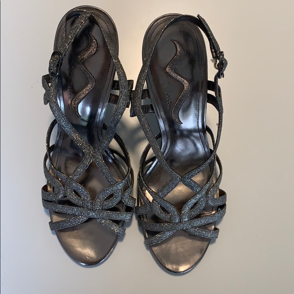 Nina Brand Sparkly Silver Heels